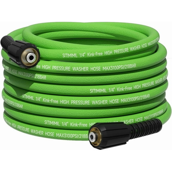 1/4 Washer Hose 25 FT, 3100 PSI Kink Resistant Flexible Power Washer Hose for Washer, Universal Extension Hoses Replacement for Gas & , Compatible with M22 14mm
