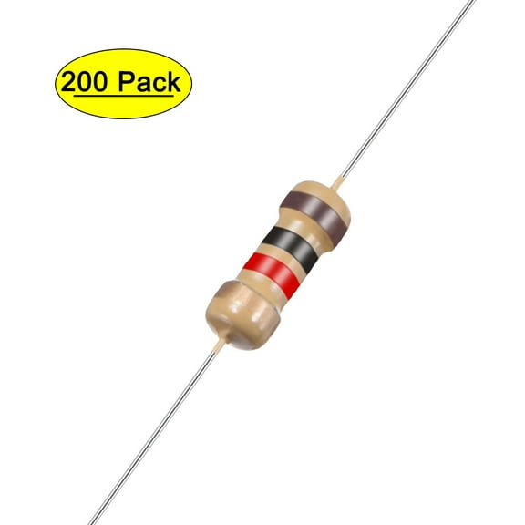 1/4 Watt 1K Ohm Carbon Film Resistors 5% Tolerances 0.25W 200Pcs 4 Color Band