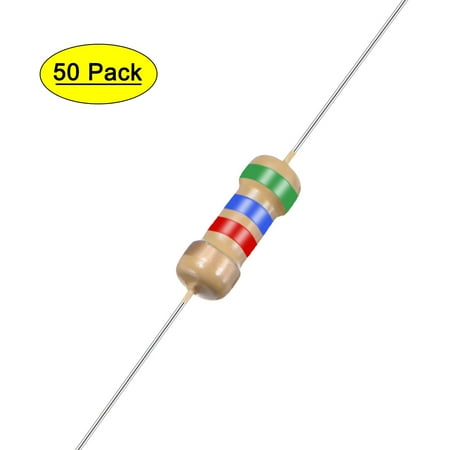 1/4 Watt 5.6K Ohm Carbon Film Resistors 5% Tolerances 0.25W 50pcs 4 Color Band