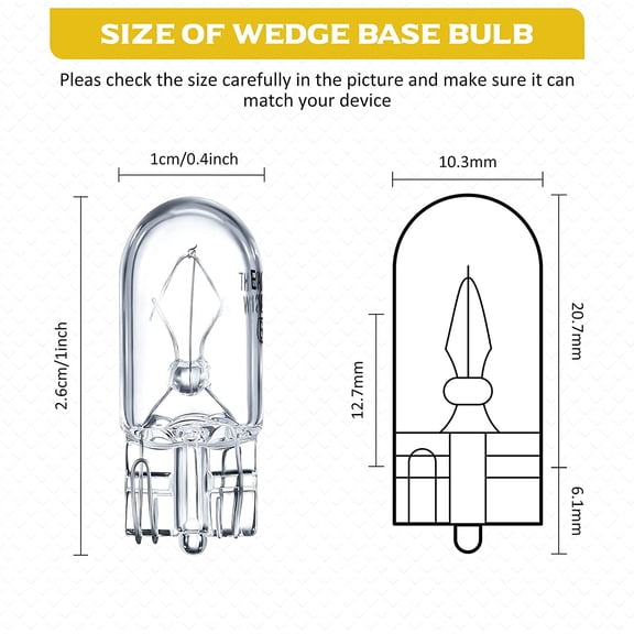 1/4 Wedge Base 12V 5W Bulb Clear Krypton Light Bulb for Landscape, RV and Cabinet Lighting(Warm White Light,20 Pieces)