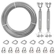 Tootaci 1/4 Wire Rope Kit, 50ft 1400 lbs Stainless Steel Cable with 1/4 Turnbuckle, Clamp & Thimble, 7x19 Strands Heavy Duty Metal Cable