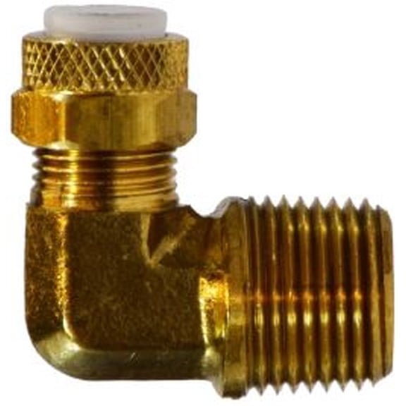 1/4 X 1/4 Poly-Flo X MIP Elbow, Flareless, Brass Fittings