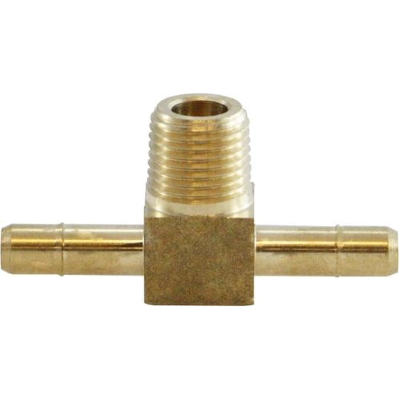 1/4 X 1/4 X 1/8 M Branch Tee, Single and Double Barb, Brass Fittings
