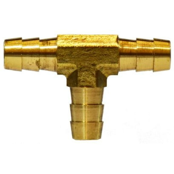 1/4 X 1/8 Red Tee, Hose Barb, Brass Fittings