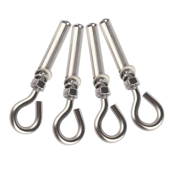 1/4" X 3-1/2" Concrete Wall Eyebolts, 304 Stainless Steel Heavy Duty Anchors Expansion Eye Bolt Screw for Shade Sail Air Conditioning Fixation, 4Pcs