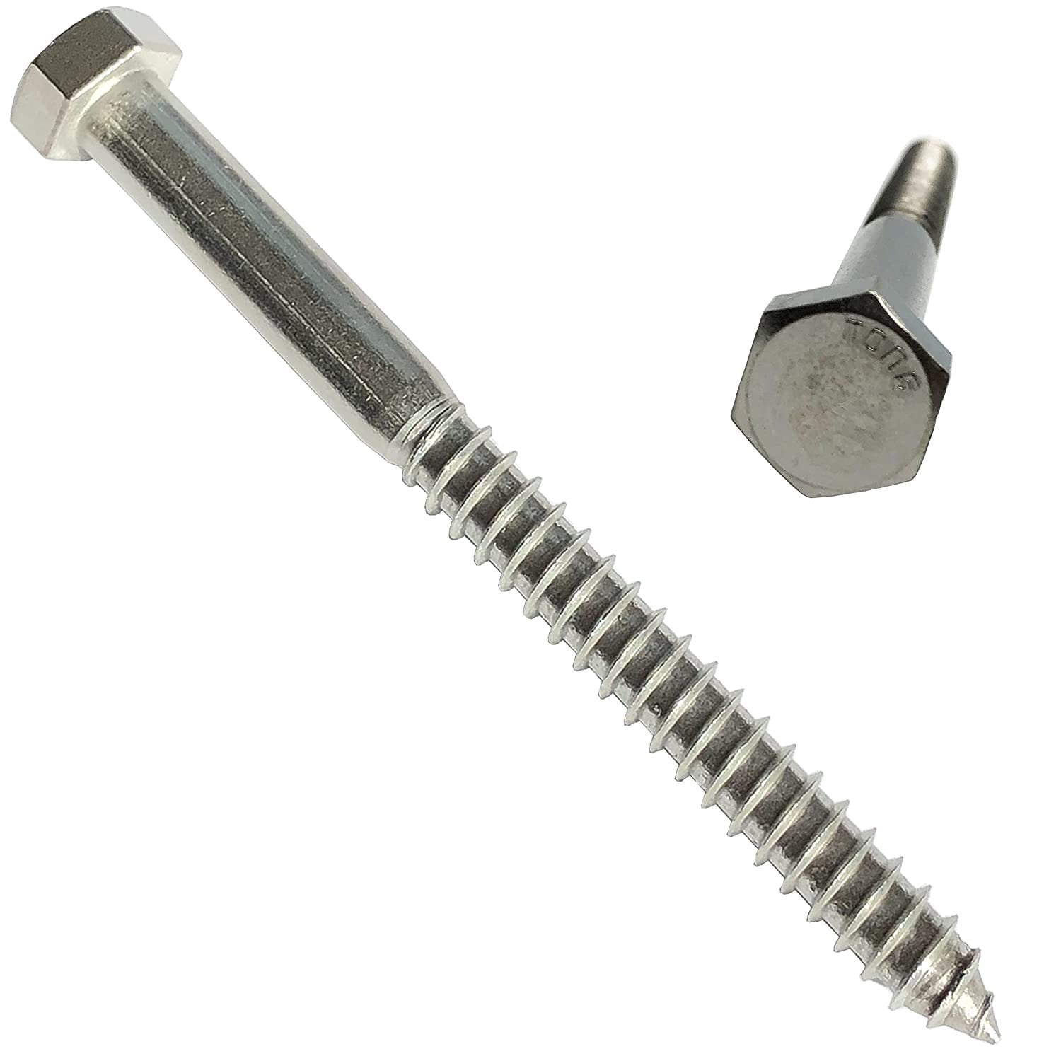 1/4" X 4" - 304 Grade Stainless Steel lag screws, Hex head fasteners, stainless steel screw. Use as Construction, wood, metal, lag screw or mounting screws fasteners lag bolts. Heavy duty screws. 25