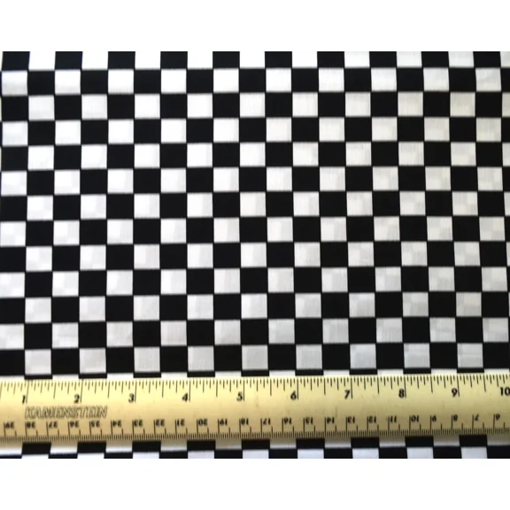 1/4 Yard Cotton Fabric Racing Check Black And White 1/2" Squares 60" Wide