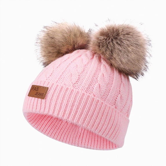 1-4 Years Toddler Kids Beanie Winter Hats Warm Knit Cute Hat with Pom-Pom for Little Kids Daily Outdoor