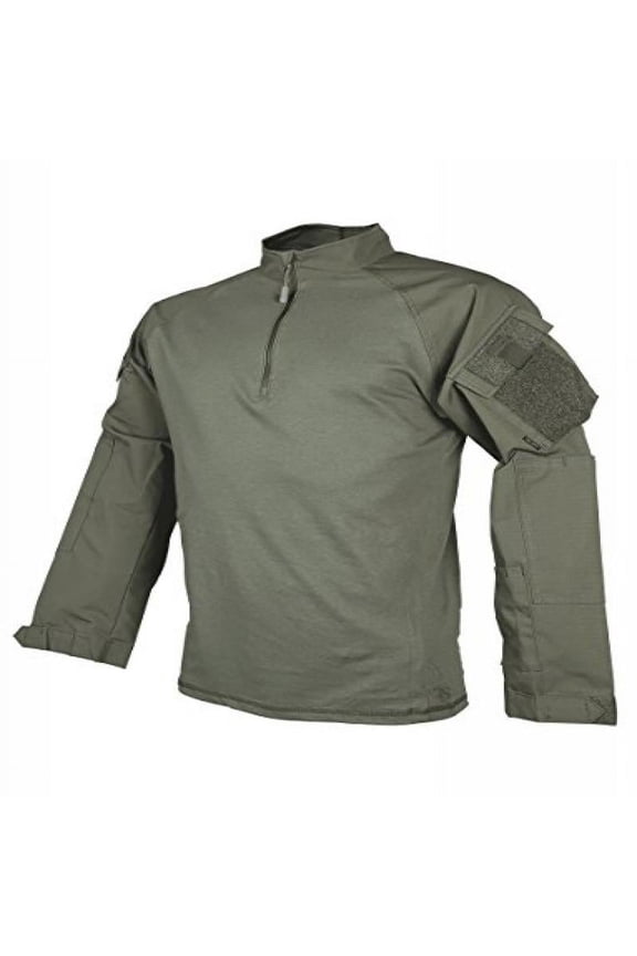1/4 ZIP COMBAT SHIRT, LONG SLEEVE, RANGER GREEN, MEN, POLY COTTON, XLL