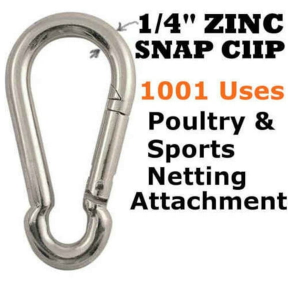 1/4" Zinc Platted Carabiner Snap Clips