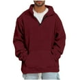 thumbnail image 1 of 1/4 Zip Pullover Men Ultra Soft Fleece Sweater Pullover Pocketed Fuzzy Winter Sweatshirt Coat (S, Wine), 1 of 7