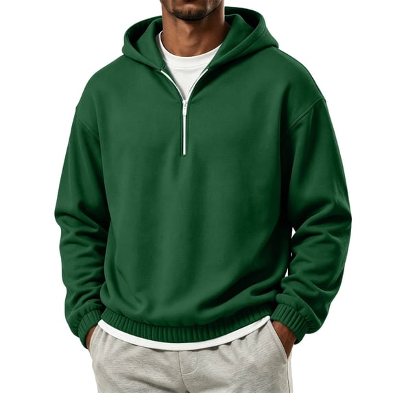 1/4 Zip Pullover Mens Hoodie Lightweight Relaxed Fit Long Sleeve Casual Pullover Hooded Sweatshirt with Side Pockets for Spring Fall