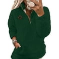 thumbnail image 1 of 1/4 Zip Sherpa Fleece Sweaters for Women Winter Casual Warm Pullover Tops Pocket Long Sleeve Fuzzy Sweatshirts (L, Green), 1 of 4