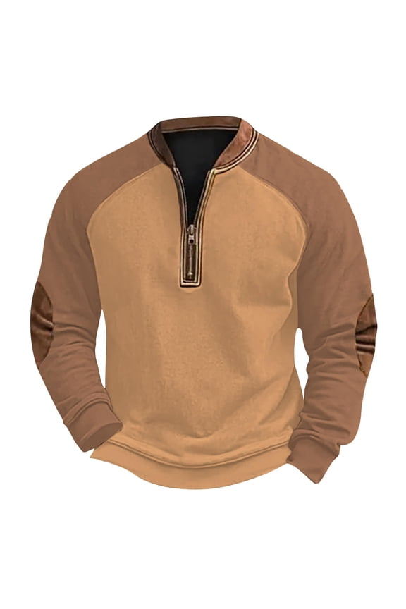1/4 Zip Sweatshirts Mens,Sweatshirts for Men Color Block Half Zip Sweatshirts Work Tactical Pullover Vintage Long Sleeve Tops Stand Collar Sweaters for Fall Winter
