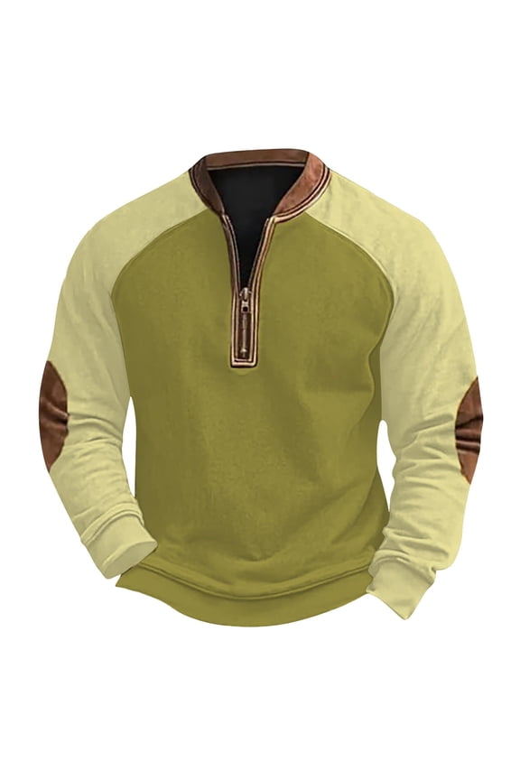 1/4 Zip Sweatshirts Mens,Sweatshirts for Men Color Block Half Zip Sweatshirts Work Tactical Pullover Vintage Long Sleeve Tops Stand Collar Sweaters for Fall Winter