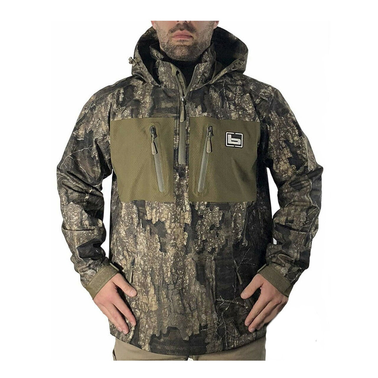 Banded quarter zip waterproof clearance hooded pullover