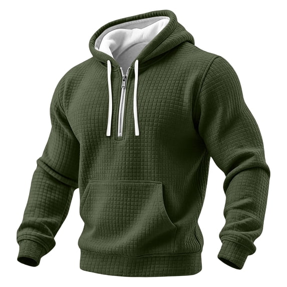 1/4 Zipper Hoodie Men Long Sleeve Fashion Hooded Sweatshirt Loose Fit Hoodie Pullover Fall Winter Pullover Tops with Pockets