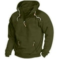 thumbnail image 1 of 1/4 Zipper Vintage Hoodie Men's Solid Casual Baggy Pullover Tops Winter Long Sleeve Hooded Sweatshirts with Pockets, 1 of 4