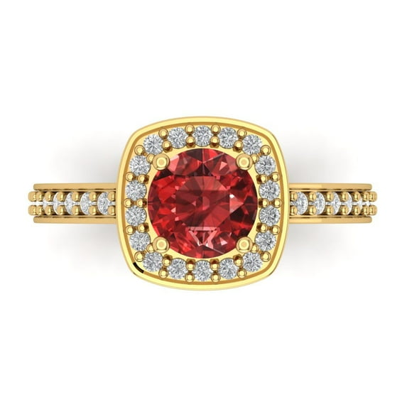 Halo Engagement Ring for Women - 1.335ct Natural Garnet in 14K Yellow Gold Promise Ring