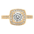 thumbnail image 1 of 1.4 ct Round Cut Genuine Cultured Diamond VS1-VS2 G-H 18K Yellow Gold Halo Promise Wedding Statement Engagement Designer Ring W/ Crystal side stones size 7.5, 1 of 6