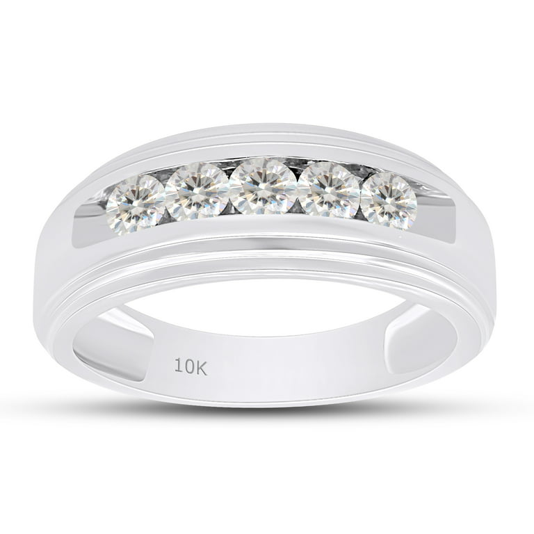 La4ve Diamonds 1/5 Carat Diamond, Channel-Set 14kt Two-Tone White & Yellow  Gold Princess-cut Diamond Men's Wedding Band Ring (H-I, I1-I2) Real Diamond