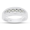 thumbnail image 1 of AFFY 0.25CT Round Moissanite Diamond Channel Set Men's Anniversary Wedding Band Ring 14K White Gold-10, 1 of 7