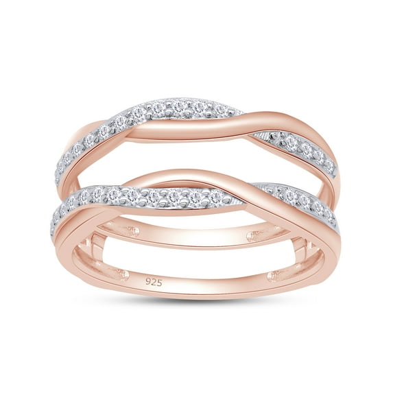 AFFY 0.25CT Moissanite Diamond Criss Cross Infinity Ring Guard Enhancer for Women 14K Rose Gold over Silver-10
