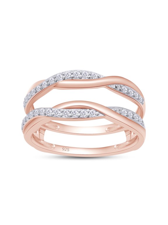0.25CT Moissanite Diamond Criss Cross Infinity Ring Guard Enhancer for Women 14K Rose Gold over Silver-8.5