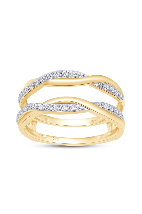0.25CT Moissanite Diamond Criss Cross Infinity Ring Guard Enhancer for Women 14K Yellow Gold over Silver-10