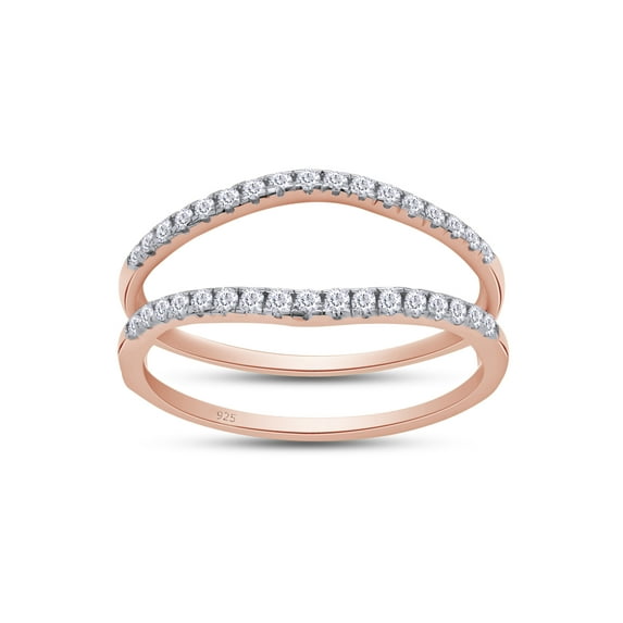 1/4 ct t.w Round Cut Lab Created Moissanite Diamond Curved Ring Guard Enhancer For Women In 14K Rose Gold Over Sterling Silver(D Color, VVS1 Clarity 0.25 Cttw)-5