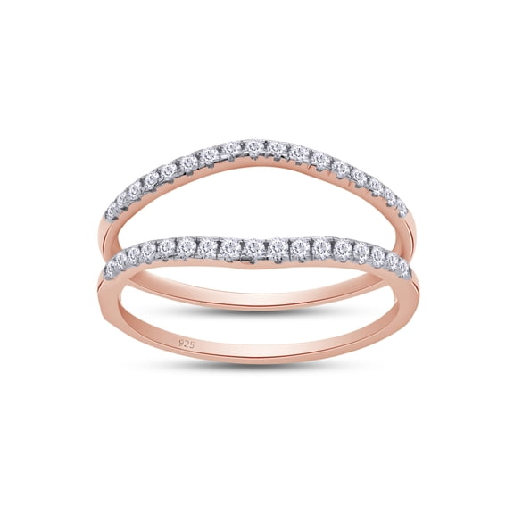 1/4 ct t.w Round Cut Lab Created Moissanite Diamond Curved Ring Guard Enhancer For Women In 14K Rose Gold Over Sterling Silver(D Color, VVS1 Clarity 0.25 Cttw)-10