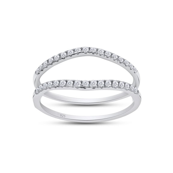 1/4 ct t.w Round Cut Lab Created Moissanite Diamond Curved Ring Guard Enhancer For Women In 14K White Gold Over Sterling Silver(D Color, VVS1 Clarity 0.25 Cttw)-4