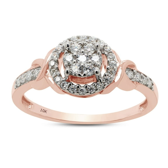 1/4 ct. t.w Round Cut Lab Created Moissanite Diamond Halo Cluster Wedding Engagement Ring For Women In 10K Solid Rose Gold (G-H Color, VVS1 Clarity, 0.25 Cttw)-4