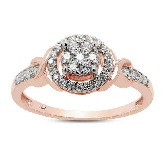1/4 ct. t.w Round Cut Lab Created Moissanite Diamond Halo Cluster Wedding Engagement Ring For Women In 10K Solid Rose Gold (G-H Color, VVS1 Clarity, 0.25 Cttw)-9