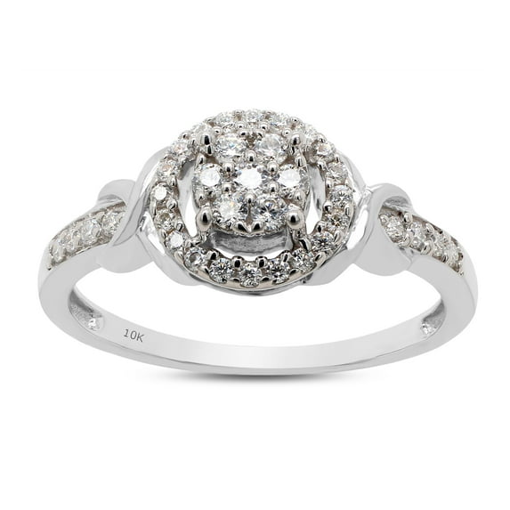 1/4 ct. t.w Round Cut Lab Created Moissanite Diamond Halo Cluster Wedding Engagement Ring For Women In 10K Solid White Gold (G-H Color, VVS1 Clarity, 0.25 Cttw)-4.5