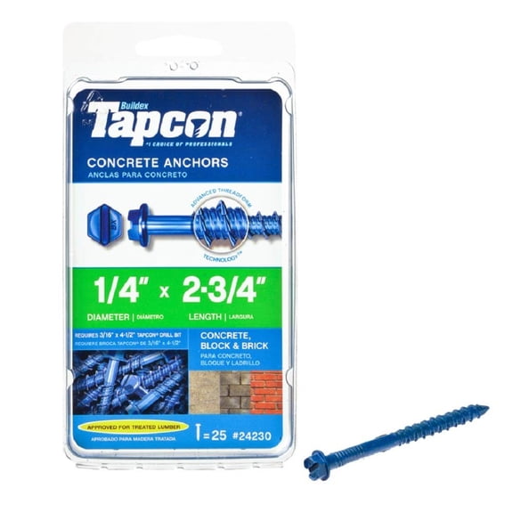 1/4 in. x 2-3/4 in. Climaseal Steel Hex-Washer-Head Concrete Anchors 25-Pack