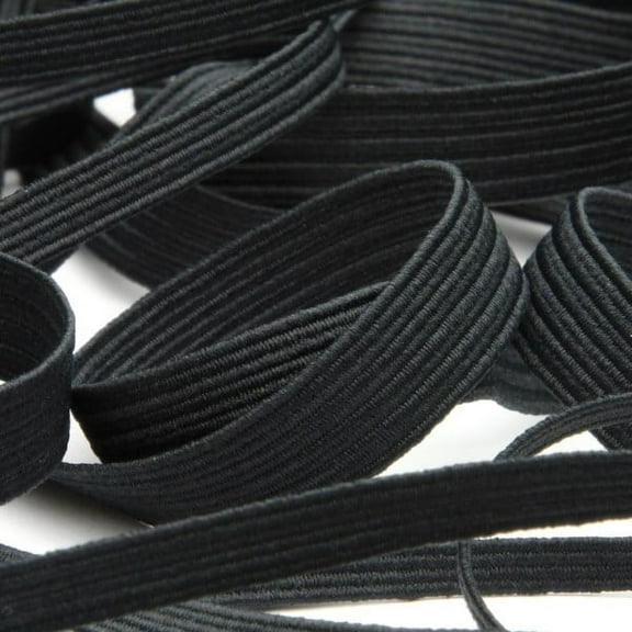 1/4 inch (6mm) Braided Flat Elastic Stretch Band: Sewing Crafts DIY Mask 5 yard (Black)
