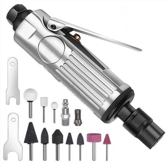 1/4” Straight Air Die Grinder, 23500 RPM Pneumatic Die Grinder Tools, 1/4 Inch and 1/8 Inch collet, Mini and Compact Size, Polishing Tool