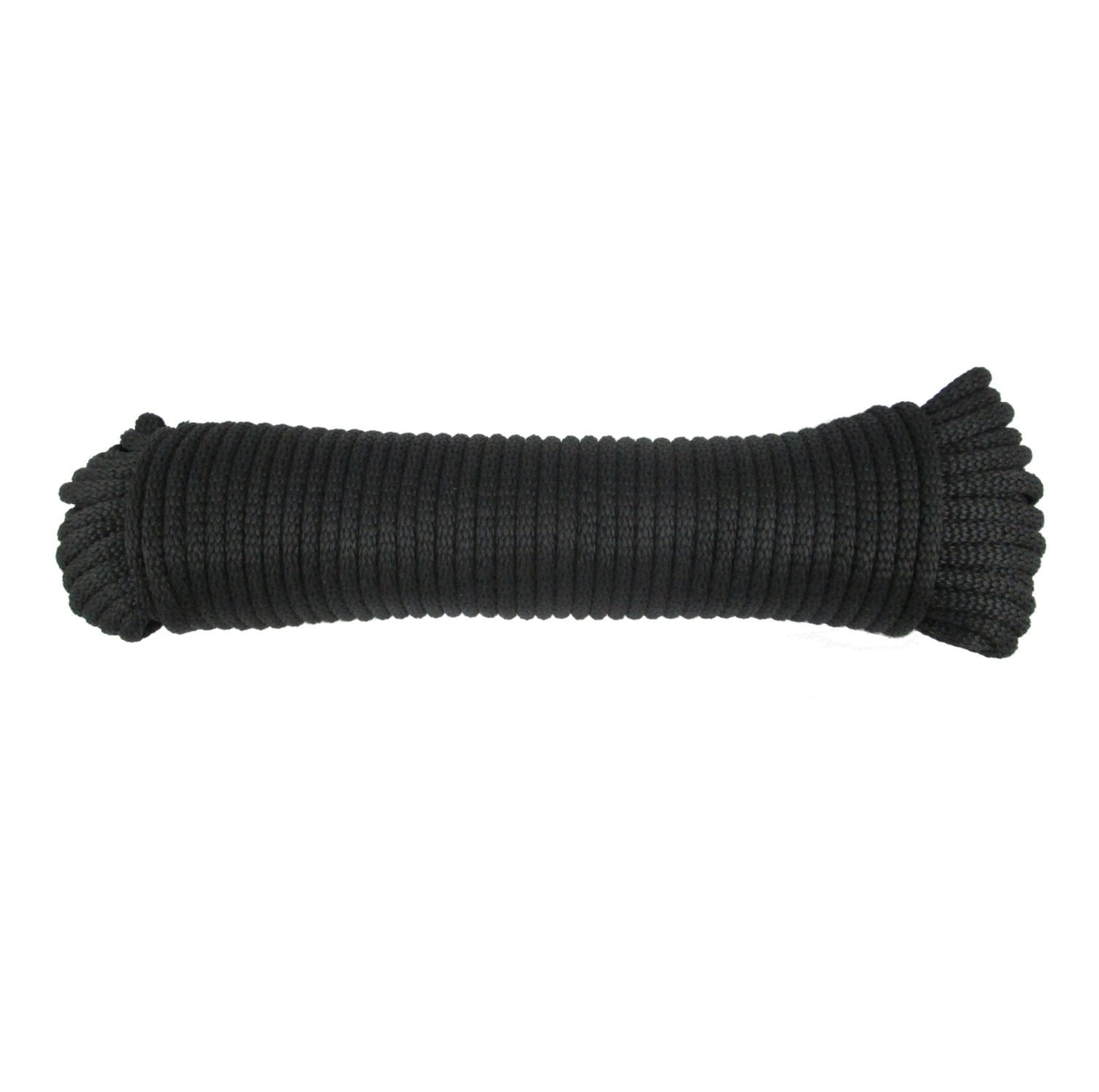 Solid Braid Nylon Rope - 1/4 Inch x 100 Feet - Black