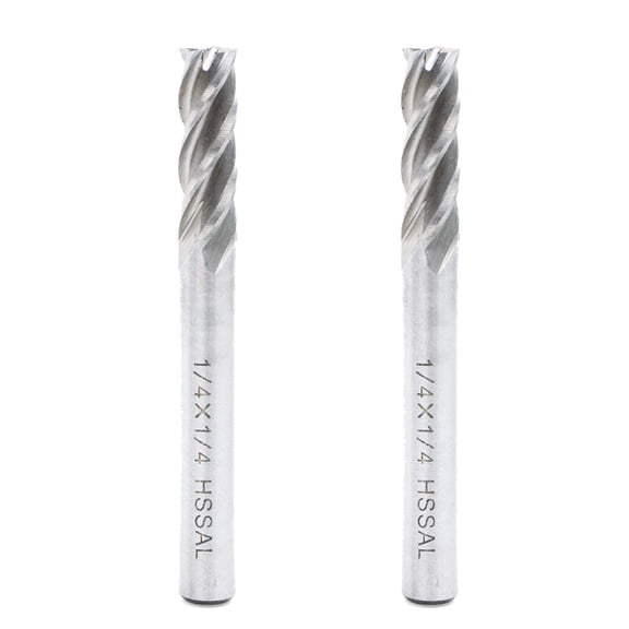 1/4 inch HSS 4 Flutes End Mills Milling Cutter End Drill Bit Straight Shank Pack of 2 CNC Milling Drill Bits Router Bits for Wood Aluminum Steel
