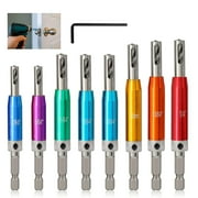 1/4"inch Hex Shank Hinge Drill Bit Set, 9PCS HSS Self Centering Drill Bits, Woodworking Hole Drilling Tool, 5/64?, 7/64?, 9/64?, 11/64?13/64''