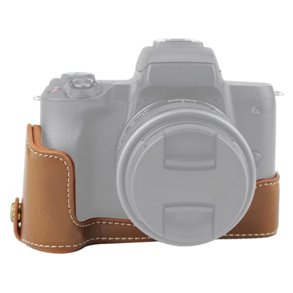 1/4 inch Thread PU Leather Camera Half Case Base for Canon EOS M50 / M50 Mark II
