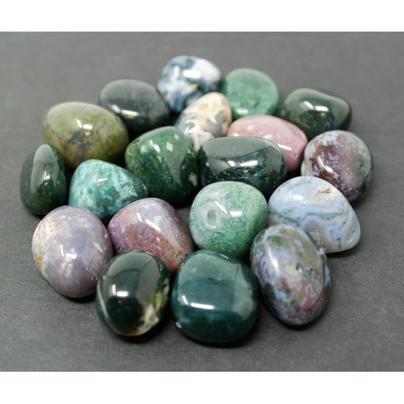 1/4 lb Bulk Lot Moss Agate Tumbled Stone (Crystal Gemstone Reiki Tumble) 4 oz