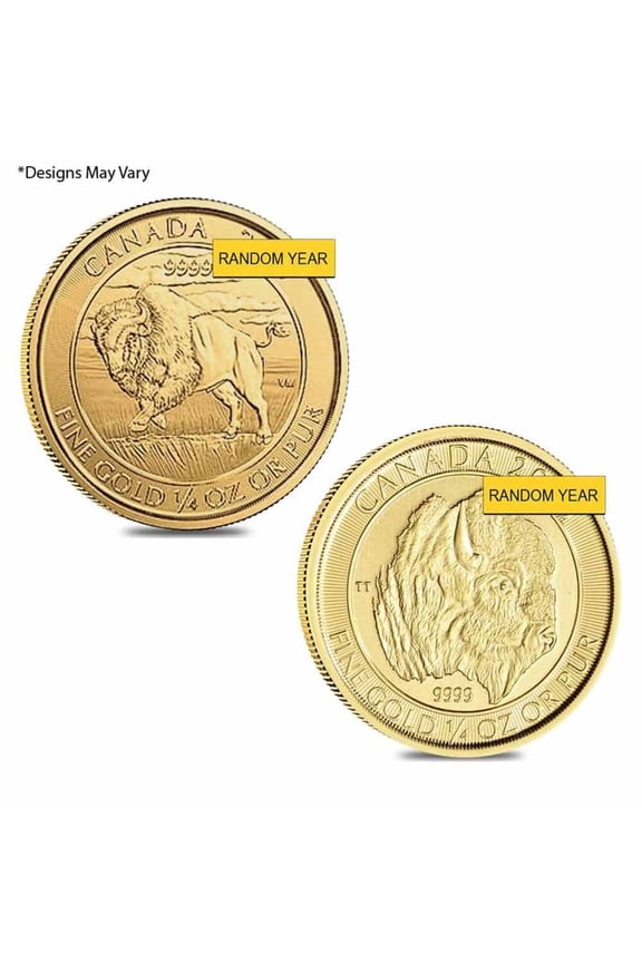 1/4 oz Canadian Bison Gold Coin .9999 Fine BU (Random Year, Sealed)