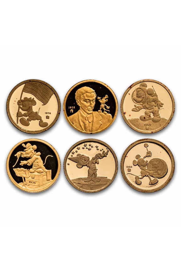 1/4 oz Gold Round - 60 Years w/ You Mickey Mouse Set of 6 (#127)
