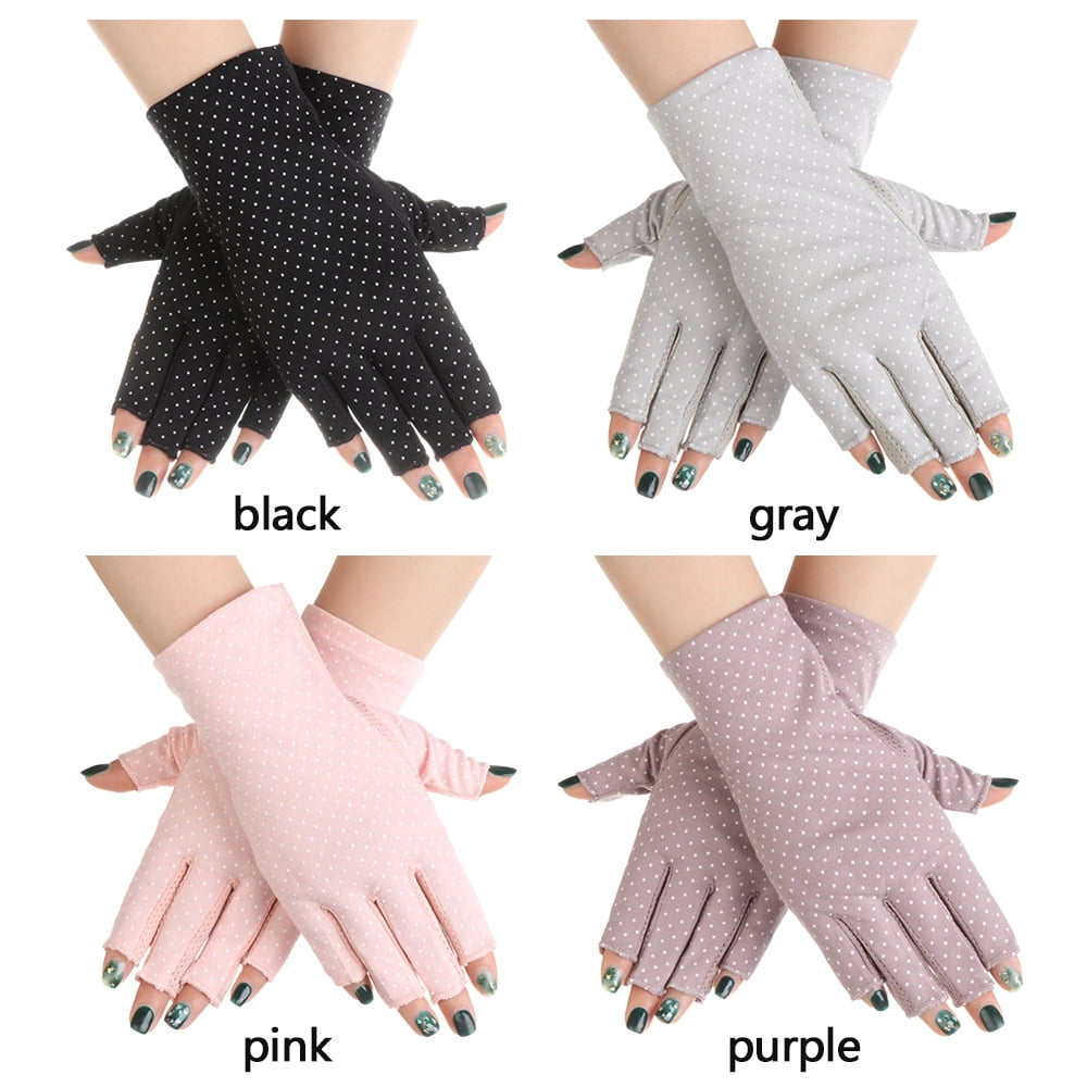 1/4 pair Half Finger Driving Gloves Outdoor Women Girls UV Protection