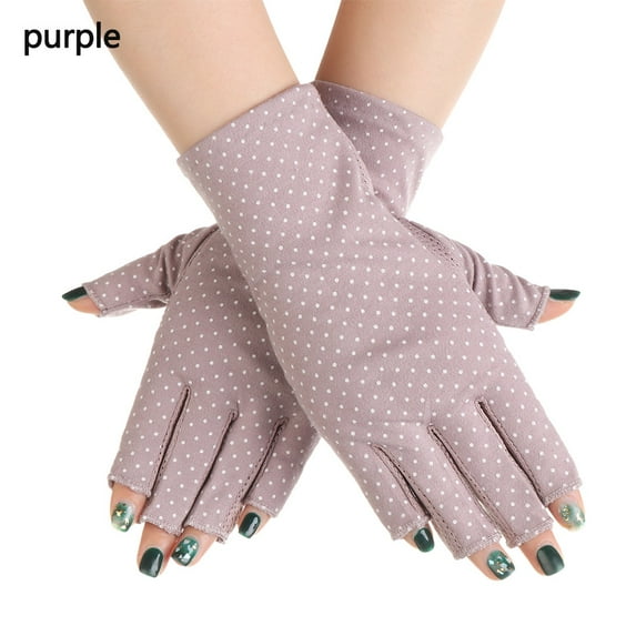 1/4 pair Half Finger Driving Gloves Outdoor Women Girls UV Protection Fingerless Gloves Non-slip Sunscreen PURPLE 1 PAIR