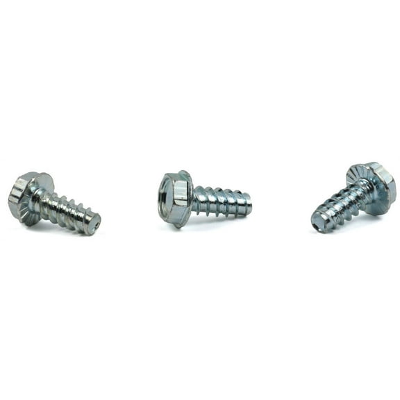 1/4" x 1 1/4" Thread Forming Screws for Plastics (48-2) / Unslotted / Hex Washer Head / Steel / Zinc / Serrated - 1000 Piece Carton