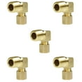 thumbnail image 1 of 1/4" x 1/4" Tube OD x Male NPTF 90 Degree Bar stock Elbow Brass Fitting 5-Pack, 1 of 4