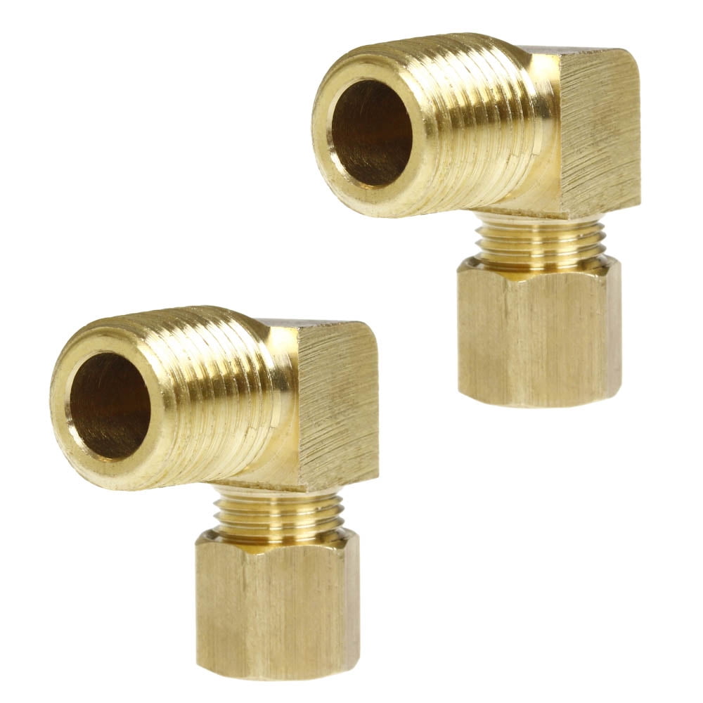 1/4" Hose ID To 1/8" Male NPT 90 Degree Brass Elbow Fitting - Barstock, 150 PSI WOG